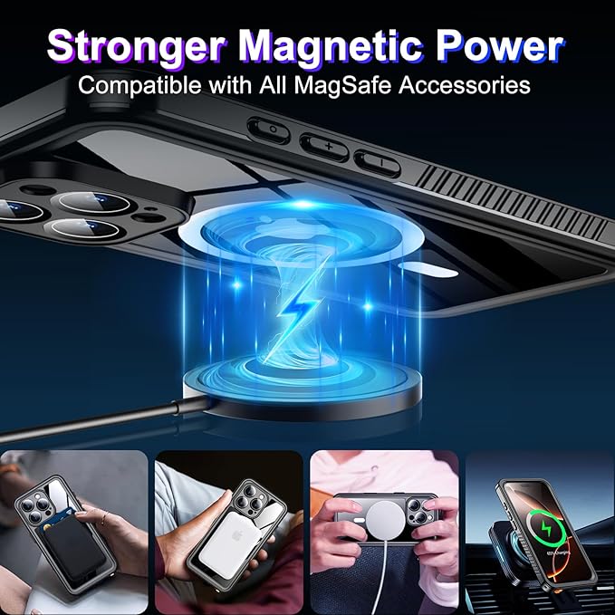 2025 New Designed for iPhone 16 Pro Max Case Waterproof, [Compatible With MagSafe][Built-in Screen & Camera Protector][Full Body Shockproof][IP68 Underwater][Dustproof][Dropproof] Phone Case 6.9"