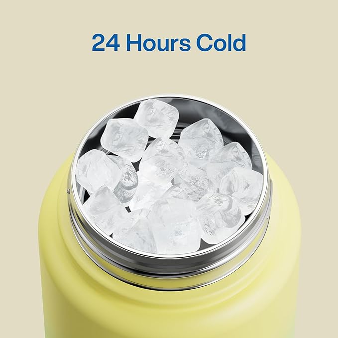 ENCOOL Insulated Water Bottle with Straw Stainless Steel Water Bottle, Leak-Proof, BPA-Free, Double Wall Vacuum Keeps Cold for 24 Hours for Sports, Travel, School (32 oz, Soft Lagoon)