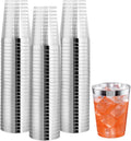 I00000 100PCS Silver Plastic Cups,10 oz Clear Plastic Cups with Silver Trim, Heavy-Duty Disposable Hard Cup For Party, Premium Cup Perfect for Wedding & Party