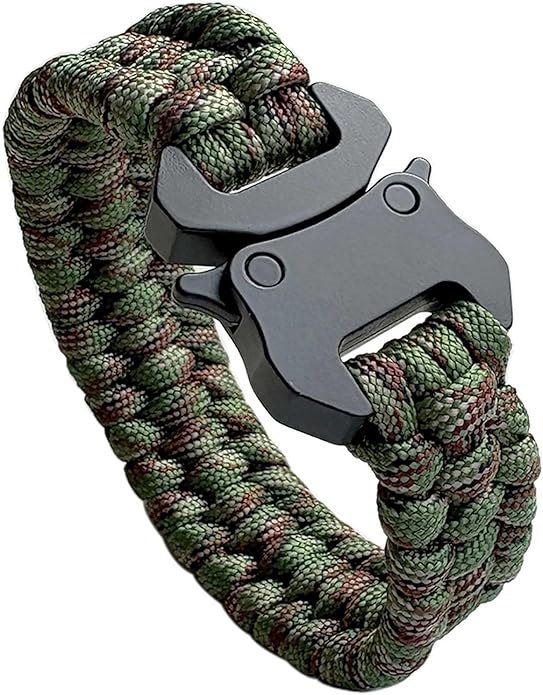Parachute Cord Bracelets Trilobite Weaved Paracord Bracelet with Side Release Buckle 8.7 inch Black Bracelet for Men Women 1 Set