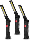 Lmaytech Gifts for Men 3Pack LED Flashlight, Rechargeable Work Lights with Magnetic Base Hook 360°Rotate and 5 Modes Bright LED Flashlight Inspection Light for Car Repair, Grill and Outdoor Use