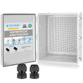 TICONN Outdoor Electrical Box Waterproof, Junction Box IP67 ABS Plastic Enclosure with Hinged Cover with Mounting Plate, Wall Brackets, Cable Glands (Off-White, 24.8"x20.9"x9.8")