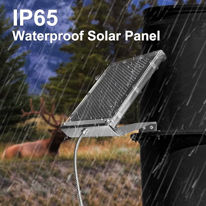 POWOXI 12V 1.7W Solar Panel for Deer Feeder Waterproof Solar Battery Charger with Mounting Bracket Alligator Clip Feeder Solar Panel 12 Volt