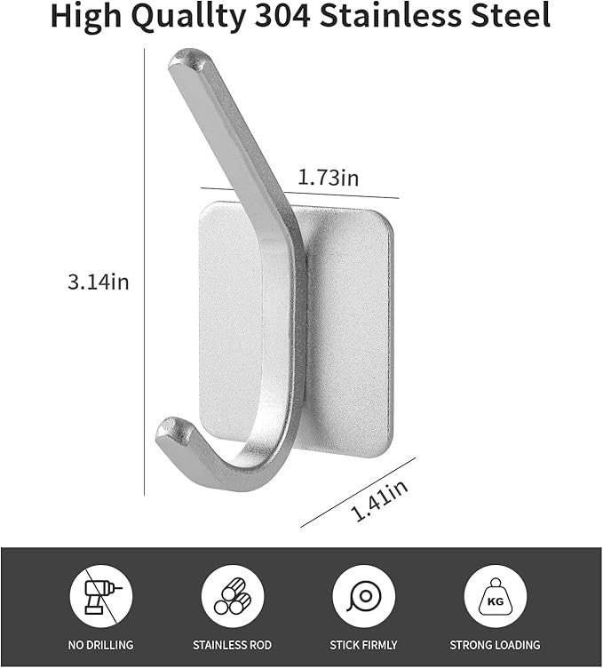 Paoli Heavy Duty Self Adhesive Hooks - Sturdy self Adhesive Hooks for Home, School and Office Easy to fit and Remove,with a Maximum Load Capacity of 30lb (4 PC).