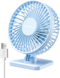 Gaiatop USB Desk Fan, Small But Powerful, Personal Portable Quiet 3 Speeds, Adjustable Mini Table Desktop fan for Cooling Home Office Car Summer Travel Gifts Light blue