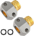Garden Hose Repair Kits, 2 Pack Brass Water Hose Connector, Fit 3/4" and 5/8" Garden Hose, Male Hose End Repair Fittings Replacement, Hose Mender Kit