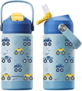 Mommore Kids Water Bottle 12 oz, Insulated Stainless Steel Water Bottle with Straw, Leakproof & BPA-Free, Vacuum Insulated Travel Water Bottle for School, Outdoor Car-1 Pc
