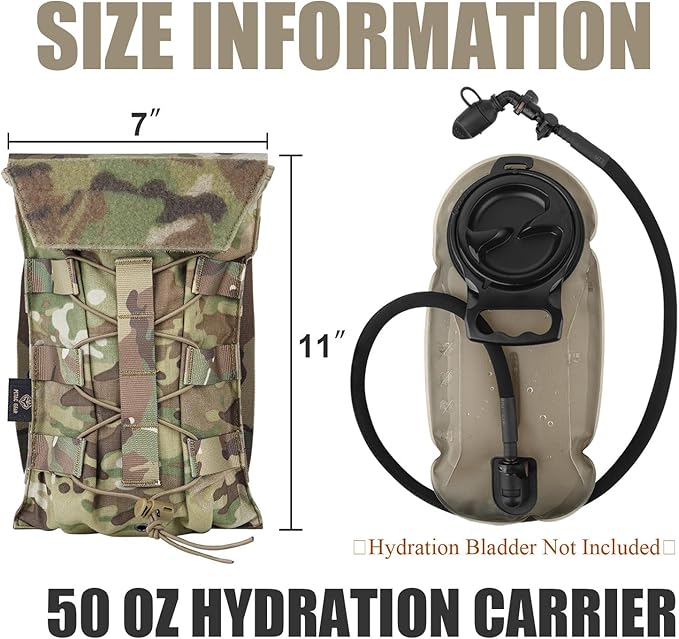 PETAC GEAR 1.5L / 3L Tactical Hydration Pack，Molle Carrier Pouch for 50 oz /100 oz Hydration Bladder Daypack Water Backpack.