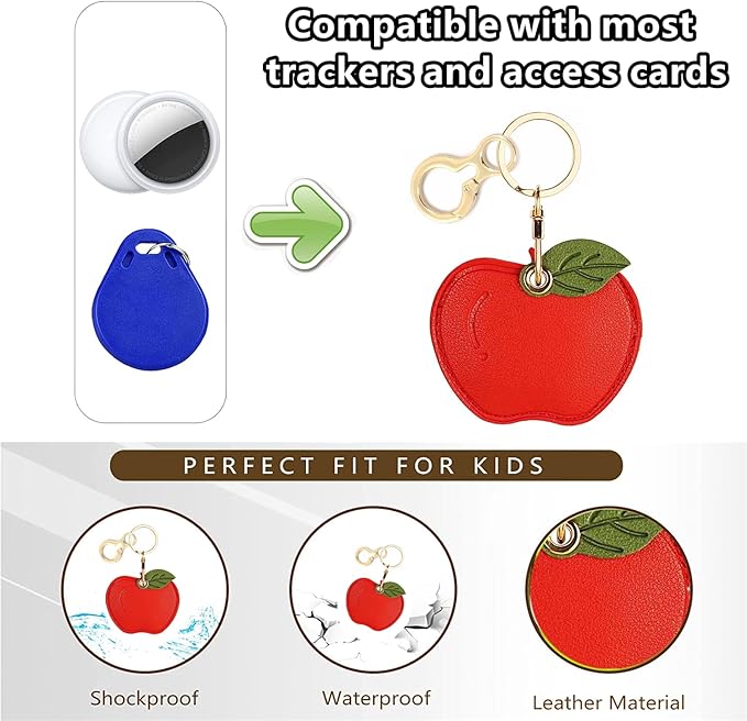 Leather Keychain Holder Case Compatible with AirTag,Cute air tag Cover with Keychain Ring,GPS Tracker Case for Keys