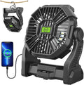 Rechargeable Portable Camping Fan for Tent with LED Light, 270°Pivot USB Personal Battery Powered Fan Outdoor Camping Essentials Battery Operated Portable for Travel X23 Black