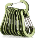 Booms Fishing CC5 Multi-Use Carabiner Clips, 10 Pack 2.3"/ 3.1" Caribeener Clips, Mini Keychain Caribeaner Clip, Aluminum D Ring Carabiners