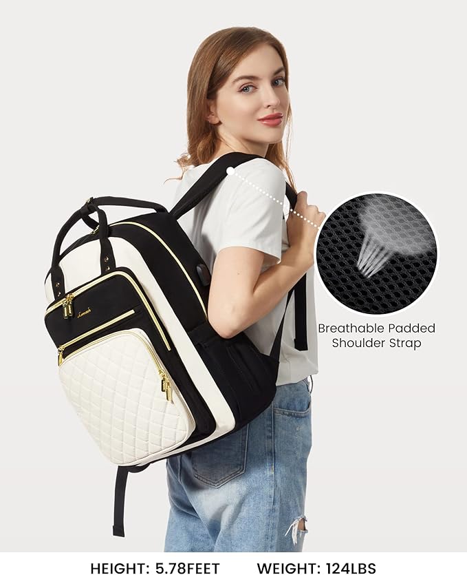 LOVEVOOK Laptop Backpack for Women, Fashion Travel Work Commuter Backpack Purse with USB Port, Lightweight Casual Daypacks, Nurse Teacher College Computer Bag, Fit 15.6" Laptop