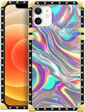 Compatible with iPhone 11 Case, Holographic Abstract Iridescent Textures Luxury Golden Decoration for Girl Women Soft TPU Shockproof Protective Hard PC Back for iPhone 11