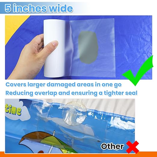 YINTTIAN 5 Inch Inflatable Waterproof Repair Tape for Bounce House, Pool, Tent, Air Mattress, Heat-Resistant Outdoor Heavy Duty Plastic Repair Patch for Tarp, Canopy and Boat Cover, Clear