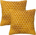 Bee Honeycomb Throw Pillow Covers 18x18 Yellow Honey Abstract Set of 2 Pillow Cases Square Velvet Outdoor Pillowcases Decorative for Home Bed Sofa Couch Hotel