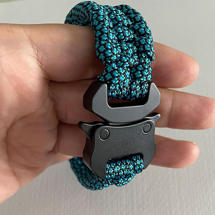 Parachute Cord Bracelets Trilobite Weaved Paracord Bracelet with Side Release Buckle 8.7 inch Black Bracelet for Men Women 1 Set