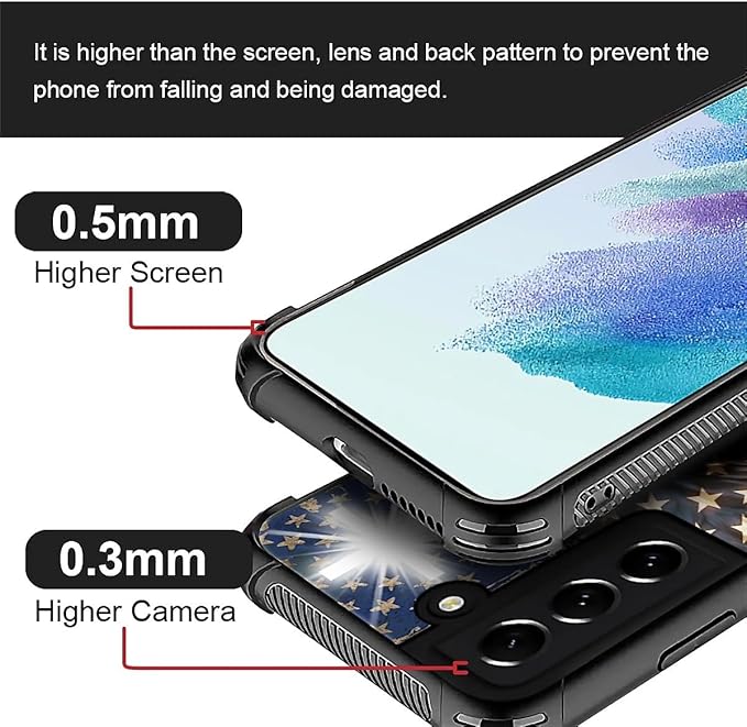 for Samsung Galaxy S21 Plus Case, Red American Flag Horse Cross Pattern Graphic Design Girl Boy Soft Silicone Hard Acrylic Shock Protection for Samsung Galaxy S21 Plus