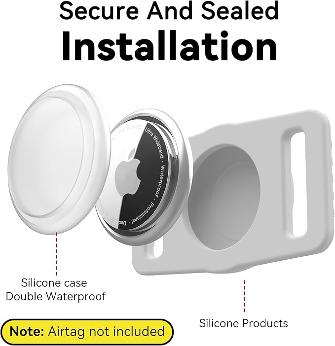 GOCII for Airtag Dog Collar Holder 2 Pack,Waterproof Dog Collar Holder for Apple AirTag(Gen 1 & 2),Silicone Air Tags Case for Dog Collars(Light Gray)