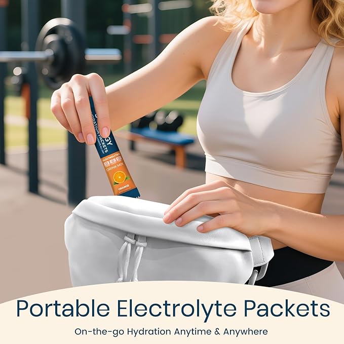 Electrolytes Powder Packets Sugar Free Hydration Packets, Liquid Daily IV Electrolyte Drink Mixex for Rehydration with Electrolytes, Vitamins, 0 Calorie, Orange Flavor, 20 Sticks