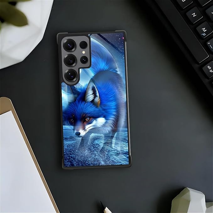 for Samsung Galaxy S25 Ultra Case,Graphic Design for Girl Boy Soft Silicone Hard Acrylic Shock Protection Designed for Samsung Galaxy S25 Ultra Snowy Mountain Fox Lake Pattern