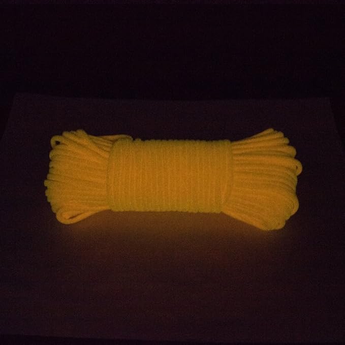 Glow in The Dark Zesty 550lb Paracord – 21 Strand Luminous Parachute Cord for Nighttime Outdoor Utility – 8 Colors and Length Options of 25', 50’, 100’, and 1,000’