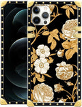 Compatible with iPhone 11 Pro Max Case, Blooming Rose Golden Flower Luxury Golden Decoration for Girl Women Soft TPU Shockproof Protective Hard PC Back for iPhone 11 Pro Max