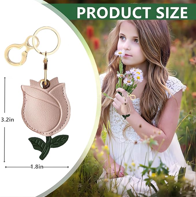 Leather Keychain Holder Case Compatible with AirTag,Cute air tag Cover with Keychain Ring,GPS Tracker Case for Keys