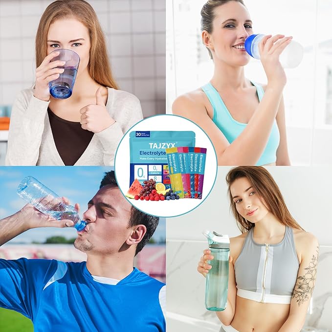 Hydration Packets Sugar Free, 0 Calorie Electrolytes Powder Packets 6 Flavors, 8 Electrolytes & Minerals Variety Pack, 30 Stickpacks for Sports, Travel, Workouts & Daily Hydration
