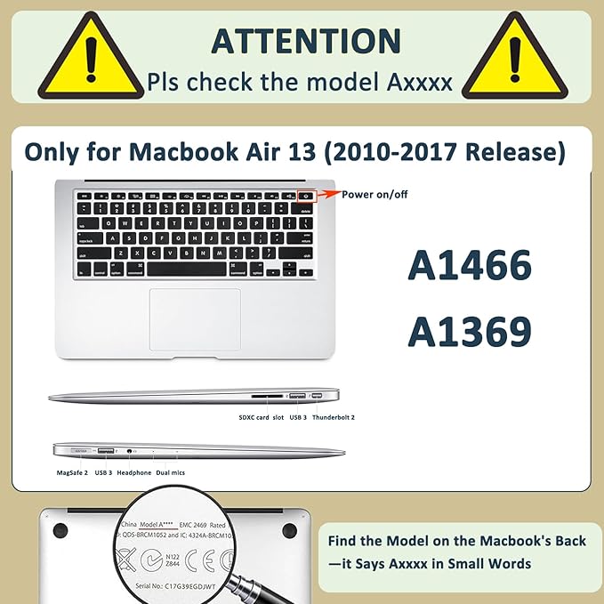 Hard Cover for MacBook Air 13 inch Case 2010-2017 Release (Model A1466 A1369),Pattern Design Protective Case & TPU Keyboard Cover for Apple Laptop Air 13.3",Colorful Bow