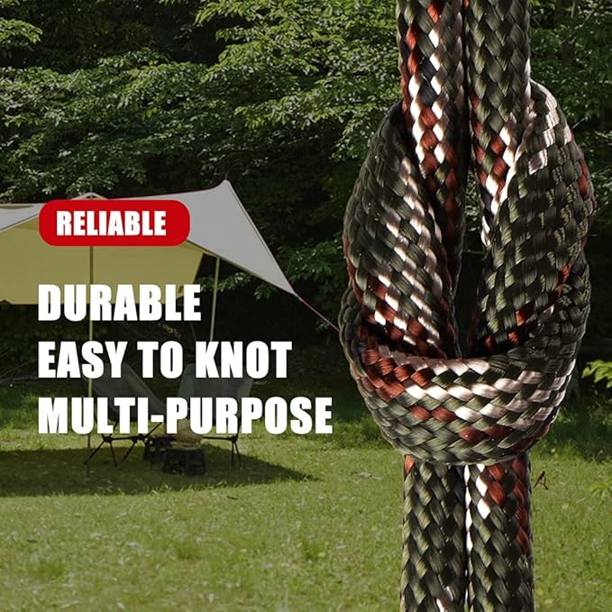 WEREWOLVES 650lb Paracord/Parachute Cord - 9 Strand Paracord Rope - 100', 200' Spools of Parachute Cord, Type III Paracord for Camping, Survival