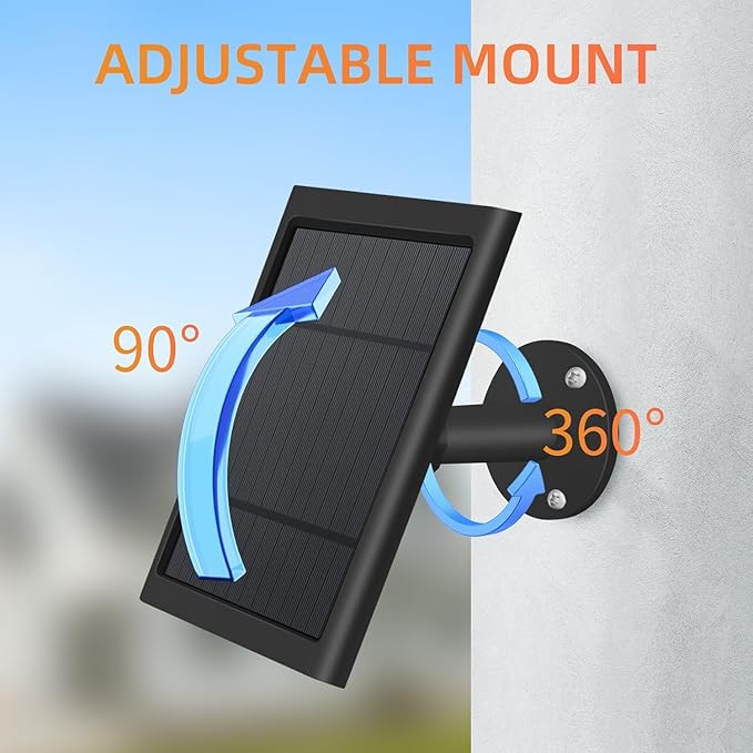 Paodekua 2 Pack 4W Solar Charger for Ring Spotlight & Stick Up Outdoor Cam, Black, High Efficiency, 10FT/3M Long Cable with USB-C to Ring Barrel Plug