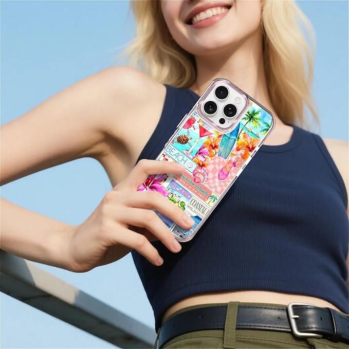 Case for iPhone 16 Pro Max,[Compatible with MagSafe],Coastal Beach Cover Coquette Collage Phone Case Design，for Women Girls Magnetic Clear Cover - Slim, Sleek, & Shockproof Protection