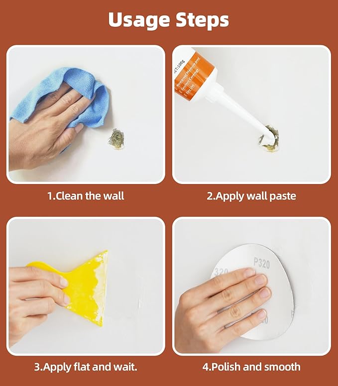 Spackle Wall Repair Kit,Drywall Repair Patch Kit,Simple Small Wall Hole Filler＆Efficient Crack Repair,3 Pack Wall Putty Paste,Plaster Ceiling Repair,Apartment Friendly