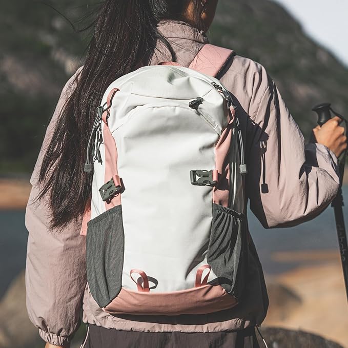 Small Hiking Backpack with Chest Strap for Women, 20L Lightweight Waterproof Travel Backpack with Padded Straps, Durable Cute Casual Hiking Daypack for Traveling Camping, Pink