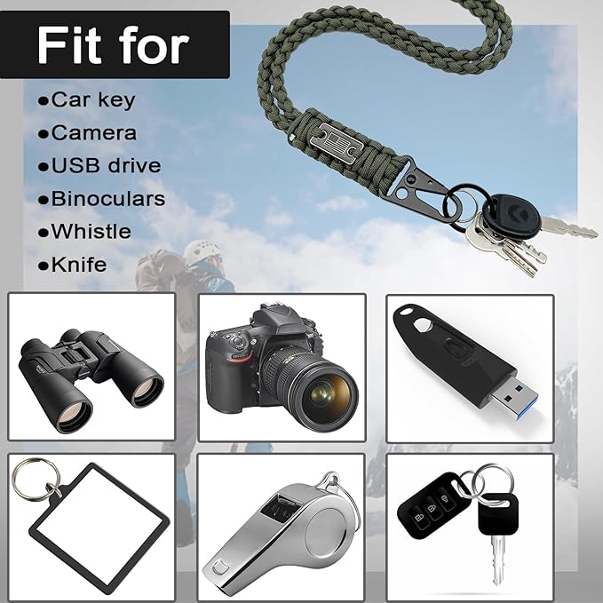 DDOUT Heavy Duty Paracord Lanyard 550 Paracord Braided Keychain for ID Badges, Camera, Whistle, Traveling, Outdoor Activities