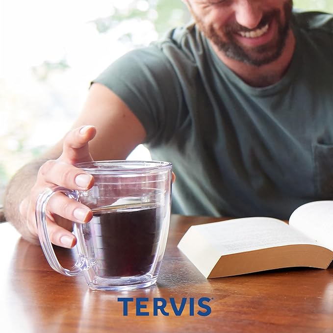 Tervis Clear & Colorful Lidded Made in USA Double Walled Insulated Tumbler Travel Cup Keeps Drinks Cold & Hot, 16oz Mug, Yellow Lid