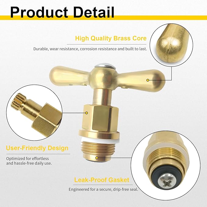 PK1100 Brass Faucet Stem & Bonnet Replacement Kit for Arrowhead Hose Bibs, Hose Bib Valve Stem Repair, Fits PK1100 / PP806-15 Outdoor Faucet & Boiler Drain