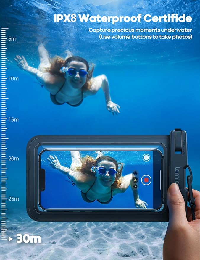 Lamicall Waterproof Phone Pouch Case Bag for iPhone 17 16 15 14 13 12 11 Pro Max Plus XS, All 4-7" Smartphone, Gifts for Bright Red & Black