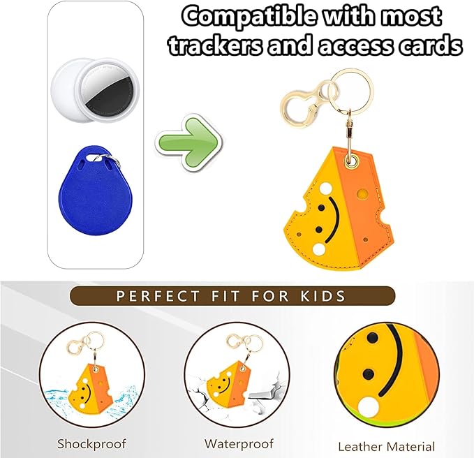 Leather Keychain Holder Case Compatible with AirTag,Cute air tag Cover with Keychain Ring,GPS Tracker Case for Keys