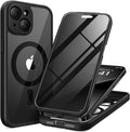 TIESZEN for iPhone 15 Case, Compatible with MagSafe, Built-in Privacy Screen Protector and Camera Protection, Anti Spy Full Body Dustproof Shockproof Hard Phone Case 6.1", Black