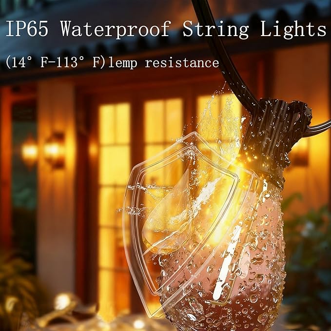 REEMEER 200FT LED Outdoor String Lights with Remote, Dimmable Timing 3 Light Modes Outside Patio Lights for Backyard Porch Deck Garden Balcony Pool Party Hanging Lighting Decor