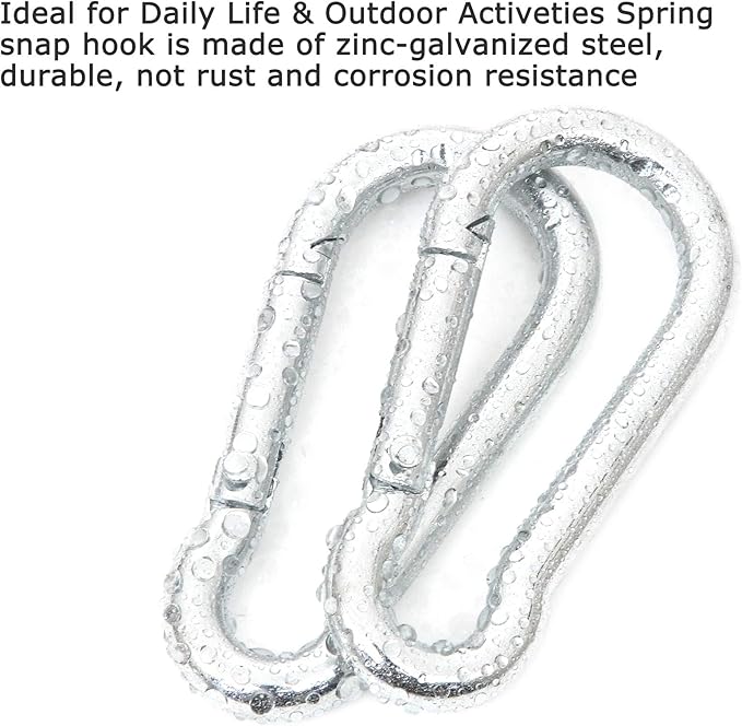 60Pcs Stainless Steel Carabiner Clip Spring-Snap Hook 1/4 in, M6 x 2 3/8 Inch Small Heavy Duty Carabiner Clips for Hammock, Punching Bag, Swing, Gym