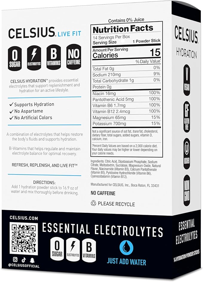 CELSIUS HYDRATION™ Arctic Cherry, Sugar Free Electrolyte Hydration Drink Mix (Pack of 14)