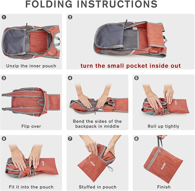 G4Free 10L Hiking Backpack Small Travel Hiking Daypack Lightweight Packable Backpack Casual Foldable Shoulder Bag