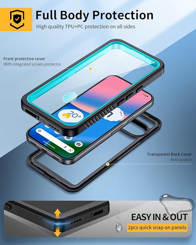 Lanhiem for Pixel 10 Case, IP68 Waterproof Dustproof Shockproof Case with Built-in Screen Protector, Full Body Sealed Protective Cover for Google Pixel 10 6.3 inch (2025) Blue