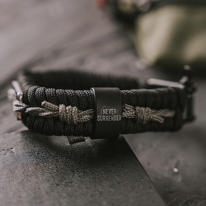 Hero Company Never Forgotten Paracord Bracelet - Tactical Survival Bracelet for Men with Bronze USA Flag - Helps Pair Military Veterans with a Companion Dog