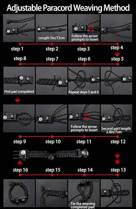 Survival Paracord Bracelet,Fire Starter,Waterproof SOS Light, Compass, Whistle, Adjustable AK87 20 in 1,Outdoor Ultimate Tactical Survival Gear Set,Gift for Kids,Men