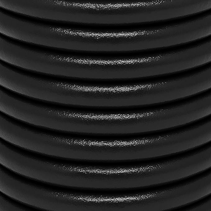 Mandala Crafts Round Genuine Black Leather Cord for Jewelry Making – 6mm Cowhide Leather Rope String Lace for Kumihimo – 4.4 Yards Cowhide Craft Cording Spool