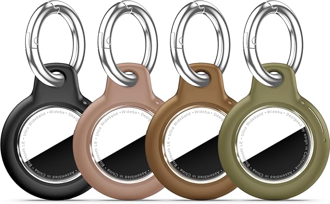 for Apple AirTag 2nd & 1st Gen, Waterproof Case for AirTag Holder Keychain,GPS Tracker Cover for Dog,Car Key,Luggage-B84-Black+Light Brown+Brown+Army Green