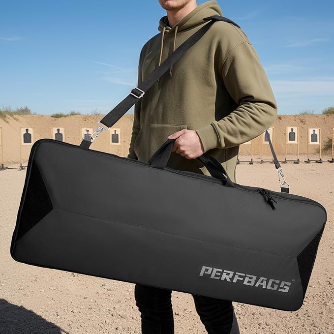 Single Rifle Case Bag, Tactical Padded Soft Gun Case w/MOLLE System, Wide Interior Fits Scoped Rifles, Adjustable Sling, Dual Zipper for Hunting & Range
